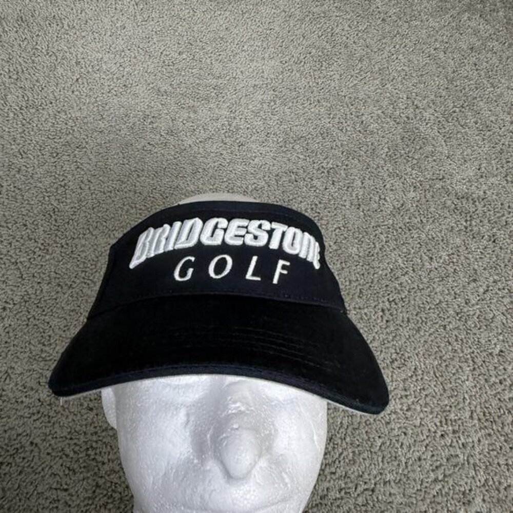Bridgestone Golf Hat Visor Strap Back Mens One Size Black Golf Logo Sports
